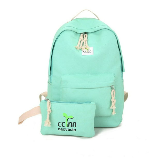 2Pcs/Set Canvas Girl School Bag Backpack Teenage Girls Students Large Capacity Schoolbag Bag With Clutch Bag 